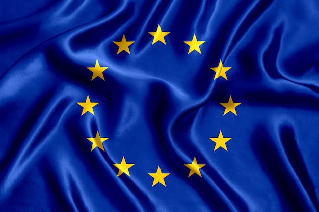 Fundo de seda da bandeira da União Europeia