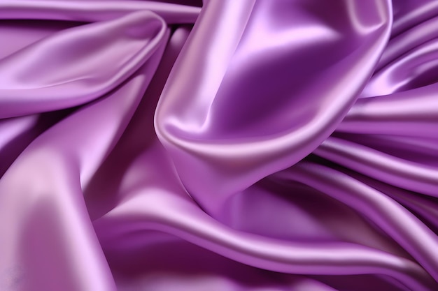 Fundo de seda roxo suave, seda brilhante, cetim ondulado, tecido de nylon para casamento, close-up, ondulação