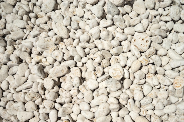 Fundo de seixos de rocha branca naturalmente polido