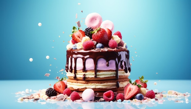 Fundo de sobremesa adornado com bolos tentadores Clipart de um bolo de aniversário comemorativo