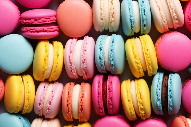 Fundo de sobremesa de macarons coloridos