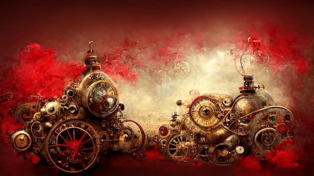 Fundo de Steampunk vermelho moderno