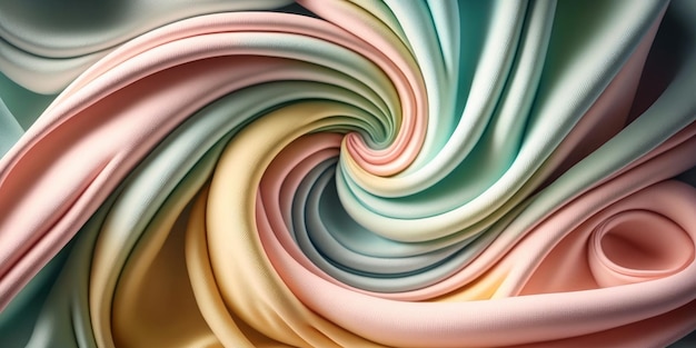 Fundo de tecido de seda de cetim abstrato elegante e fluido cores pastel Generative ai