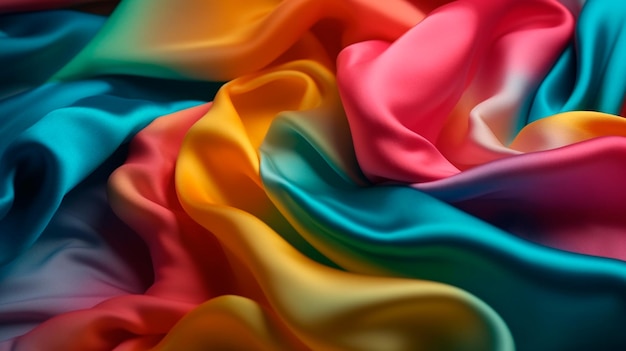 Fundo de tecido de seda multicolorido Generative AI