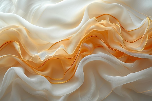 Fundo de tecido de tulle laranja e branco ondulado
