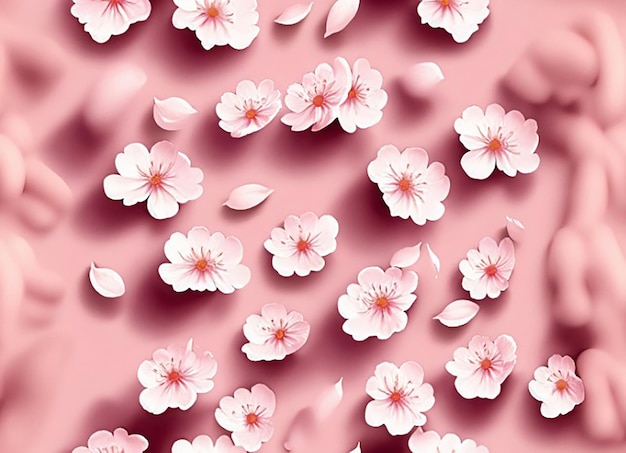 Fundo de tecido floral sem costura com pétalas de flores de cerejeira florescendo para meninas