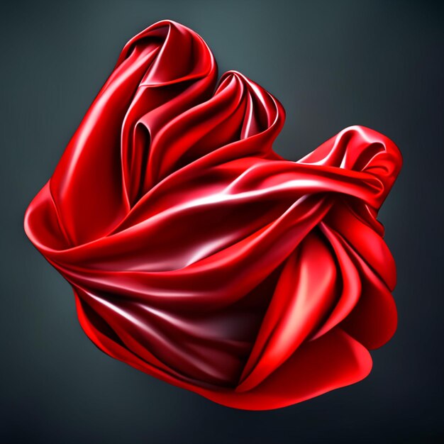 Fundo de tecido vermelho amassado dobras têxteis 3d
