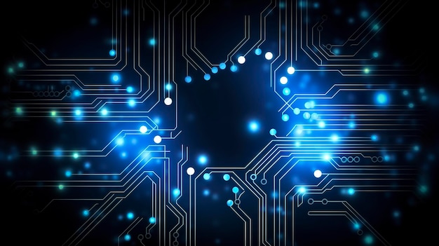 Fundo de tecnologia de circuito com sistema de conexão de dados digitais hitech e design eletrônico de computador gerado ai