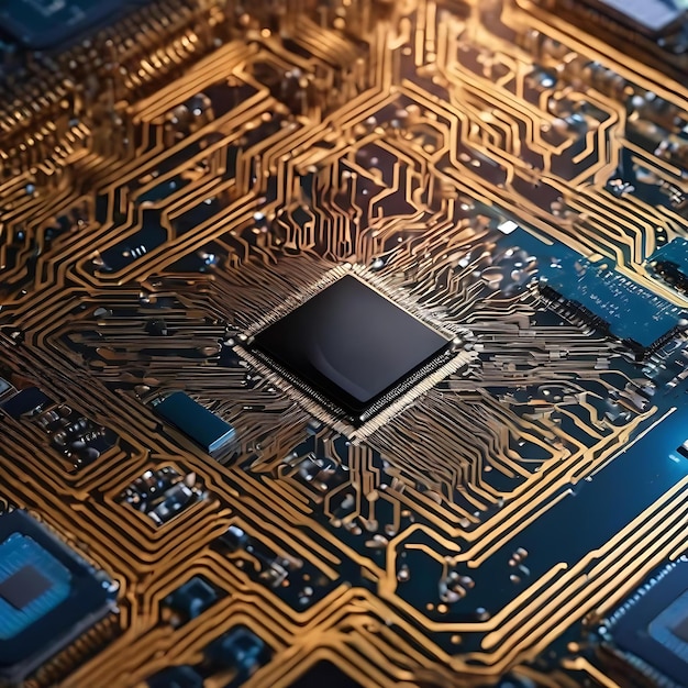 Fundo de tecnologia de microchip inteligente em azul degradado