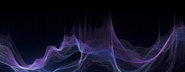 Fundo de tecnologia de rede de Internet com conceito de tecnologia de visualização de dados de ondas digitais azuis