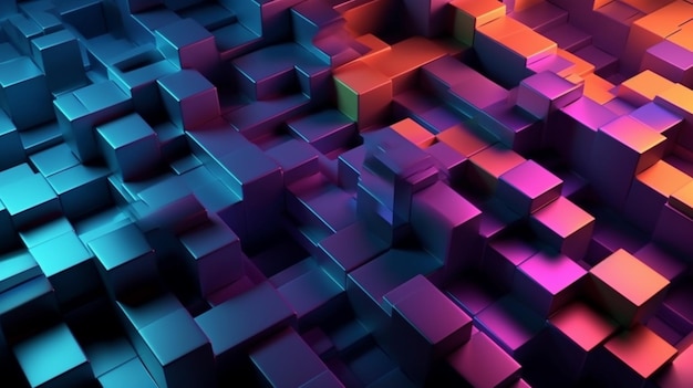 Fundo de tecnologia multicolorido com um StrucGenerative AI 3D geométrico