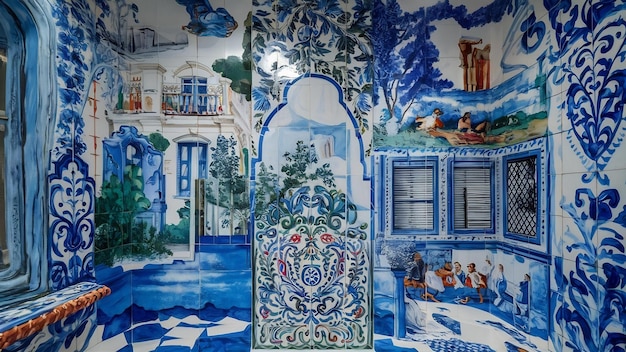 Foto fundo de telhas azulejo de alta resolução sem costura de portugal ou espanha