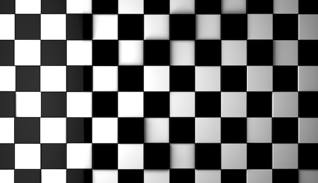 Fundo de telhas. Detalhe brilhante do fundo da xadrez em preto e branco