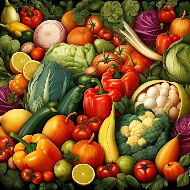 fundo de tema de frutas e vegetais