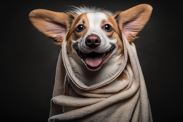 Fundo de tempo de banho de cachorrinho fofo um animal de estimação alegre ai generativo