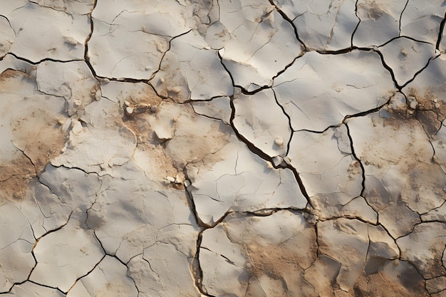 Fundo de terra seca estéril rachado vista de cima árido solo rachado generativo ai