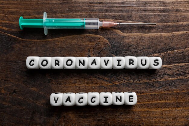 Fundo de texto da vacina do vírus corona Covid19