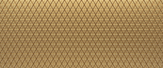 Fundo de textura abstrata triangular com azulejos de ouro. Superfície de triângulos. Renderização 3D.