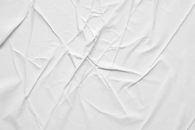 Fundo de textura de cartaz de papel amassado e amassado branco em branco
