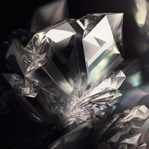 Fundo de textura de cristal de diamante Diamantes brancos Cristais transparentes Ilustração generativa de IA