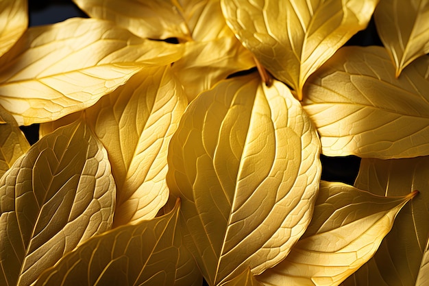 Fundo de textura de folha de ouro amarelo brilhante IA generativa