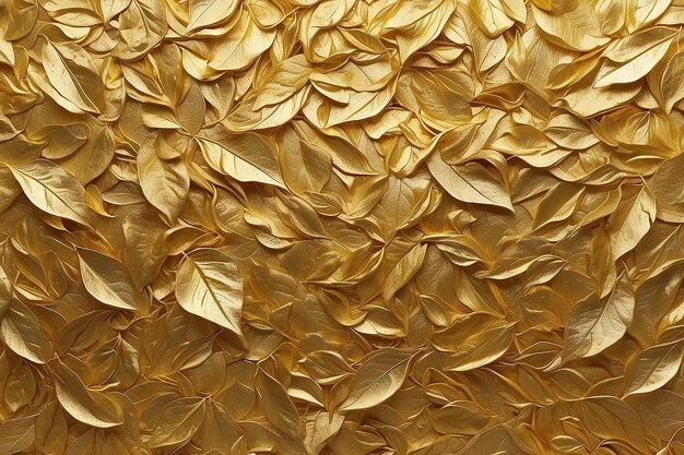Fundo de textura de folha de ouro de folha amarela brilhante IA gerativa
