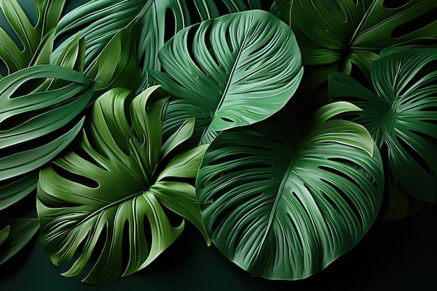 Fundo de textura de folha tropical verde escuro