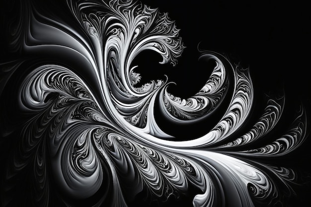 fundo de textura de mármore abstrato com preto e branco de um design floral espiralado