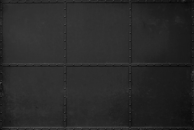 Fundo de textura de metal preto escuro. portas do armazém portas de ferro preto.