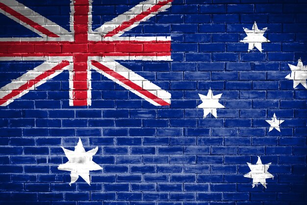 Foto fundo de textura de parede com bandeira da austrália