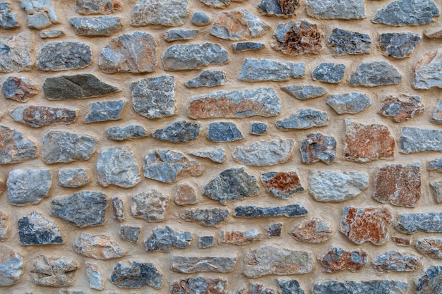 Fundo de textura de parede de pedra Antigo padrão tradicional de parede de pedra material natural de fachada de construção