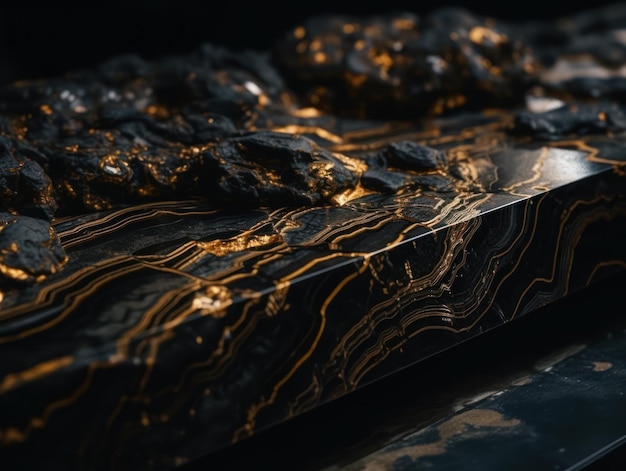 Fundo de textura de pedra de mármore com elementos de pedras semipreciosas e ouro criados com tecnologia de IA gerativa