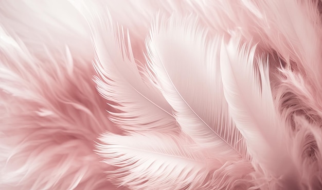 Fundo de textura de penas rosa suave com pena de cisne como elemento sonhador etéreo