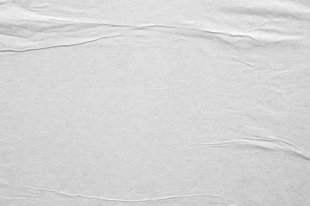 Fundo de textura de pôster de papel branco amassado e amassado em branco