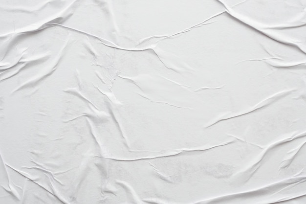 Fundo de textura de pôster de papel branco amassado e amassado em branco