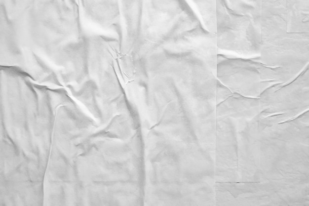 Foto fundo de textura de pôster de papel branco amassado e amassado