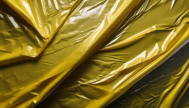 Fundo de textura de saco de plástico amarelo Polietileno brilhante