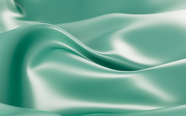 Fundo de textura de seda de tecido ciano abstrato renderização em 3d