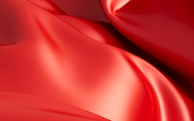 Fundo de textura de seda de tecido vermelho abstrato renderização em 3d