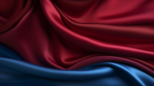 Fundo de textura de tecido de seda vermelho e azul escuro