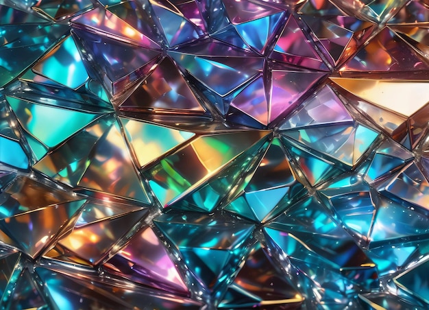 Fundo de textura de vidro quebrado holográfico colorido