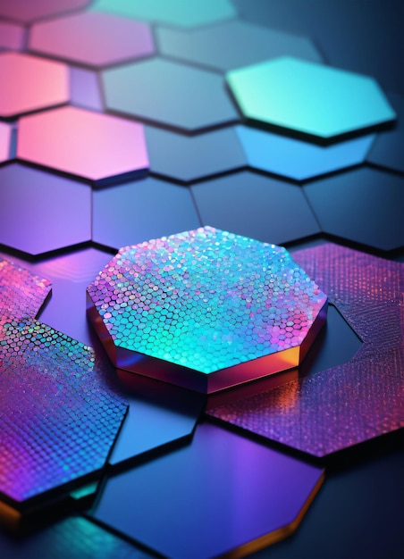 Fundo de textura holográfica hexagonal abstrata