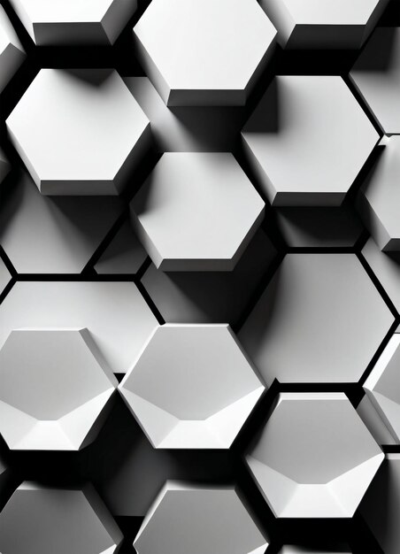 Fundo de textura preto e branco hexagonal abstrato