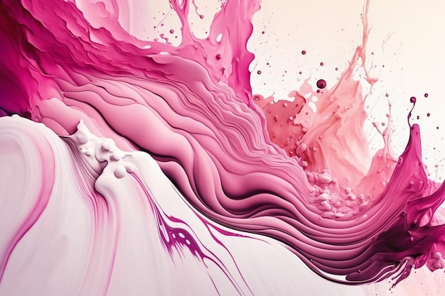 Fundo de tinta de álcool rosa e branco abstrato líquido