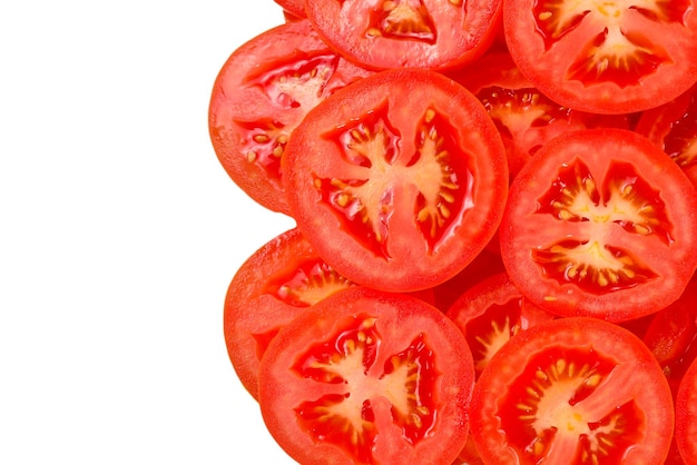 Fundo de tomate fatiado Vista superior