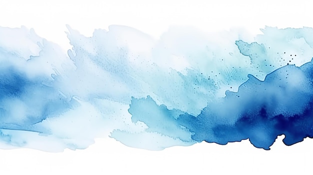 Fundo de traços de aquarela de pintura à mão de cor branca e azul