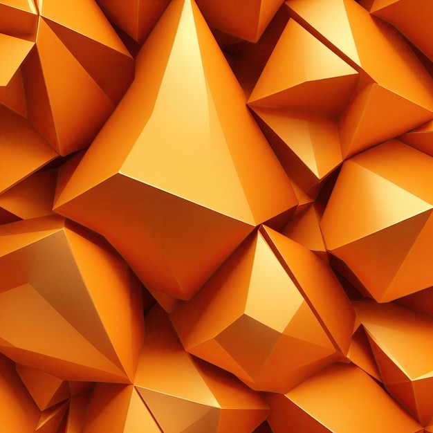 Foto fundo de triângulos 3d laranja e dourado