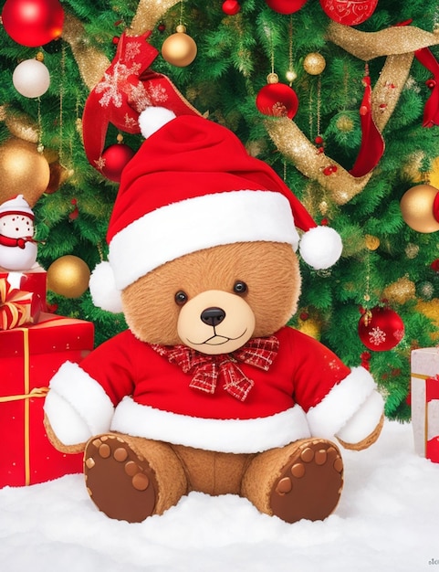 Foto fundo de urso de natal