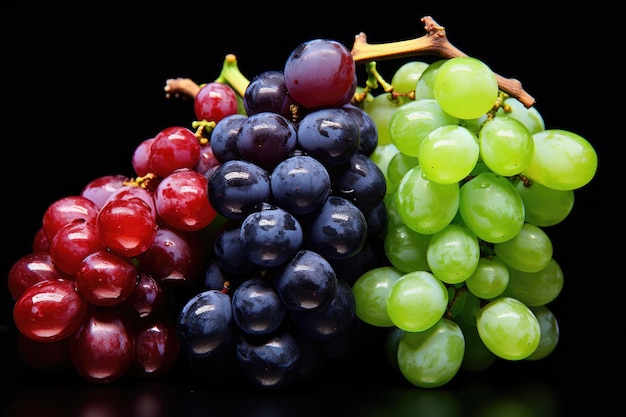 Fundo de uvas vermelhas, verdes e azuis