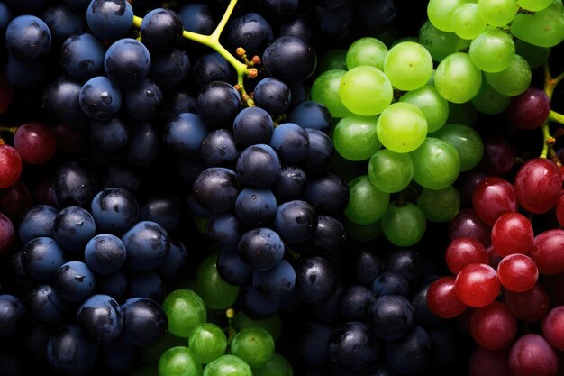 Fundo de uvas vermelhas, verdes e azuis